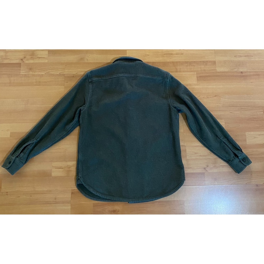 Everlane Flannel Overshirt Shirt Jacket Mens Medium Olive Green Heavy Cotton - Picture 2 of 8